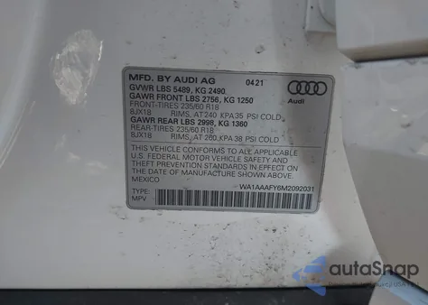 2021 Audi Q5 Premium 45 Tfsi Quattro S Tronic from USA, damaged, VIN WA1AAAFY6M2092031